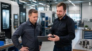 Beratungsgespräch zu den Themen Digitalisierung, Industrie 4.0 und smarte Produktionsumgebungen